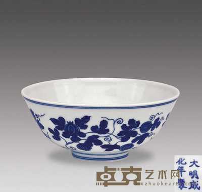 清康熙 青花花卉碗 口径16cm